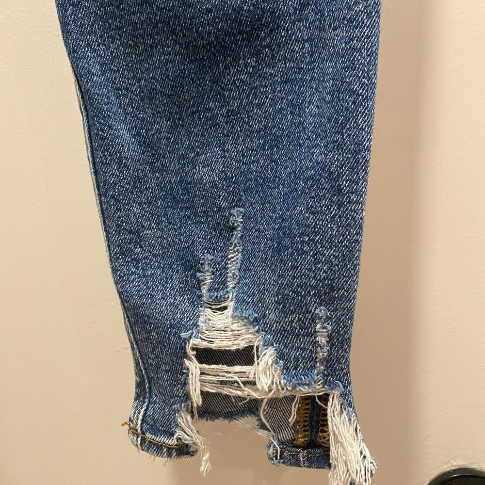 American Eagle AE Stretch Medium Wash Distressed Denim Blue Jeans Jeggings - Picture 8 of 12